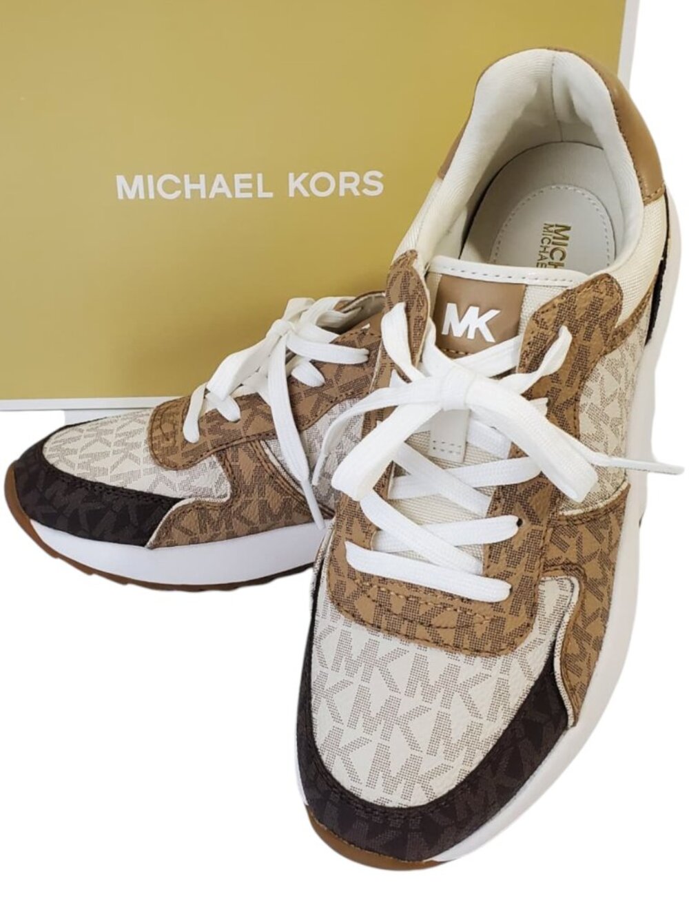 NEW MICHAEL KORS AUTHENTIC WOMEN'S CAMEL BROWN SHOES SNEAKERS SIZE 6 7 8 9 10 - Picture 4 of 12